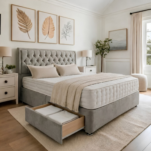 Plush divan bed set with - bed,
