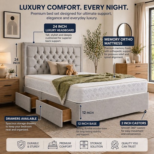 Plush divan bed - with, lux